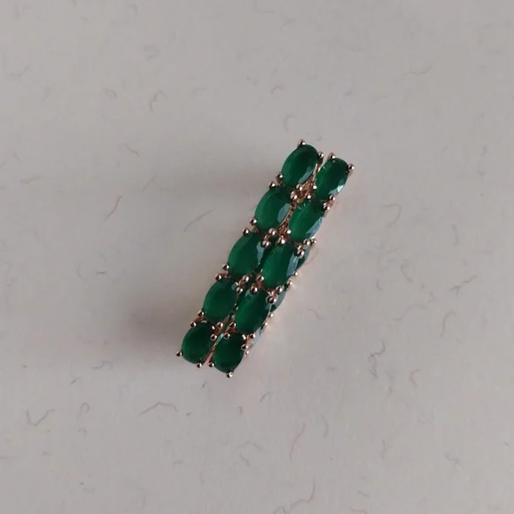 Gold emerald drop earrings - Picture 7 of 8